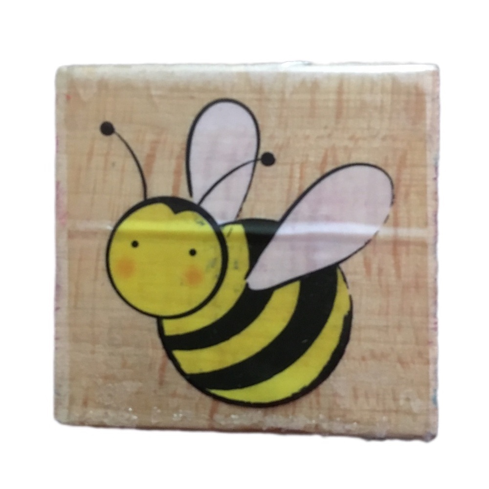 Yellow and Black Bee Design Wooden Stamper